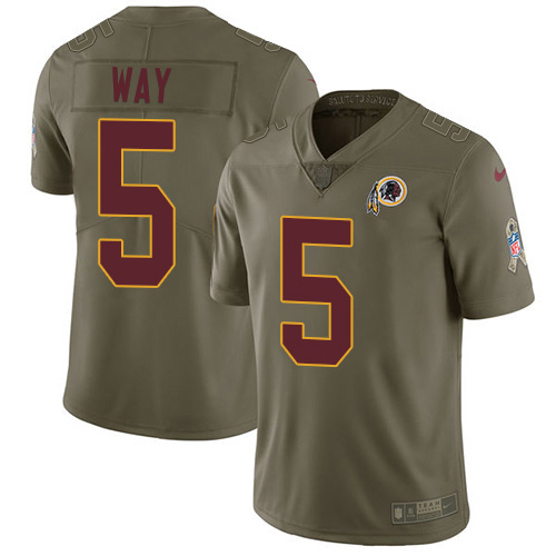 Nike Redskins #5 Tress Way Olive Youth Stitched NFL Limited 2017 Salute To Service Jersey